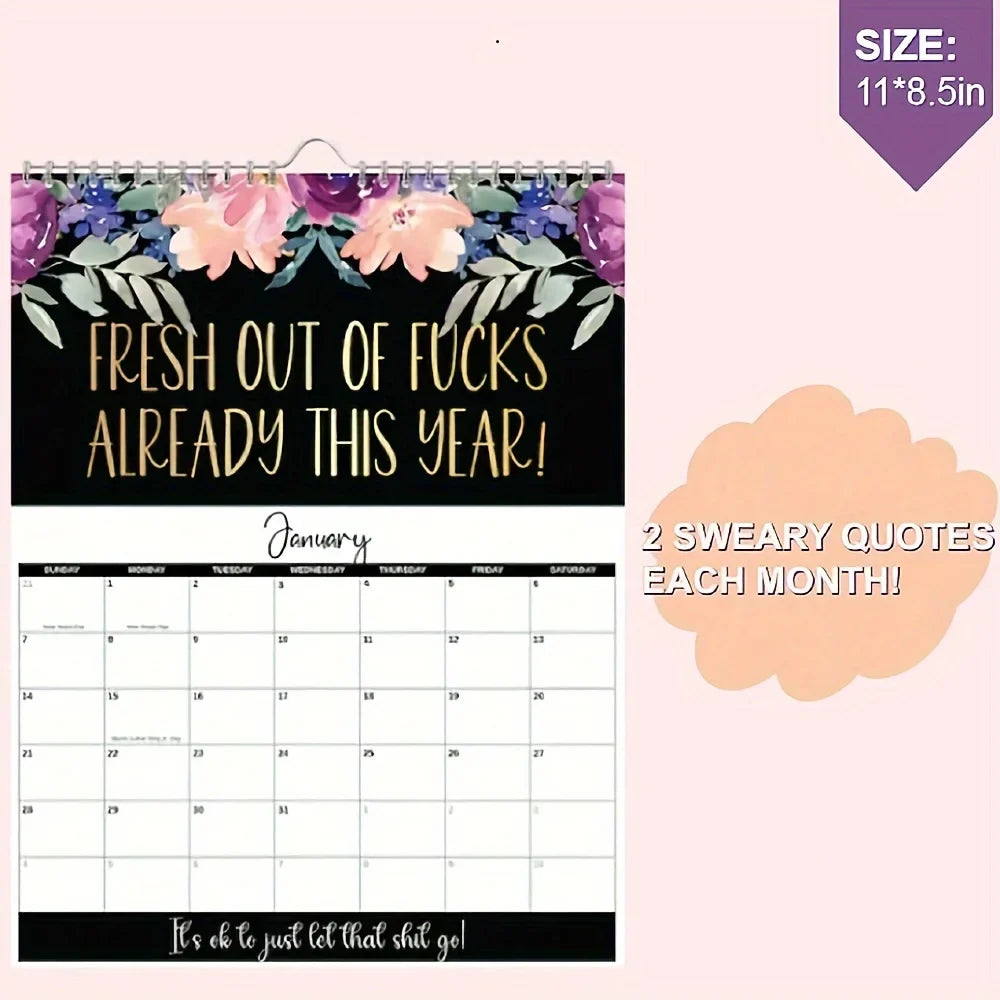 2025 Calendar for Tired-Ass Women Swear Word 12 Month Weekly Daily Wall Planner