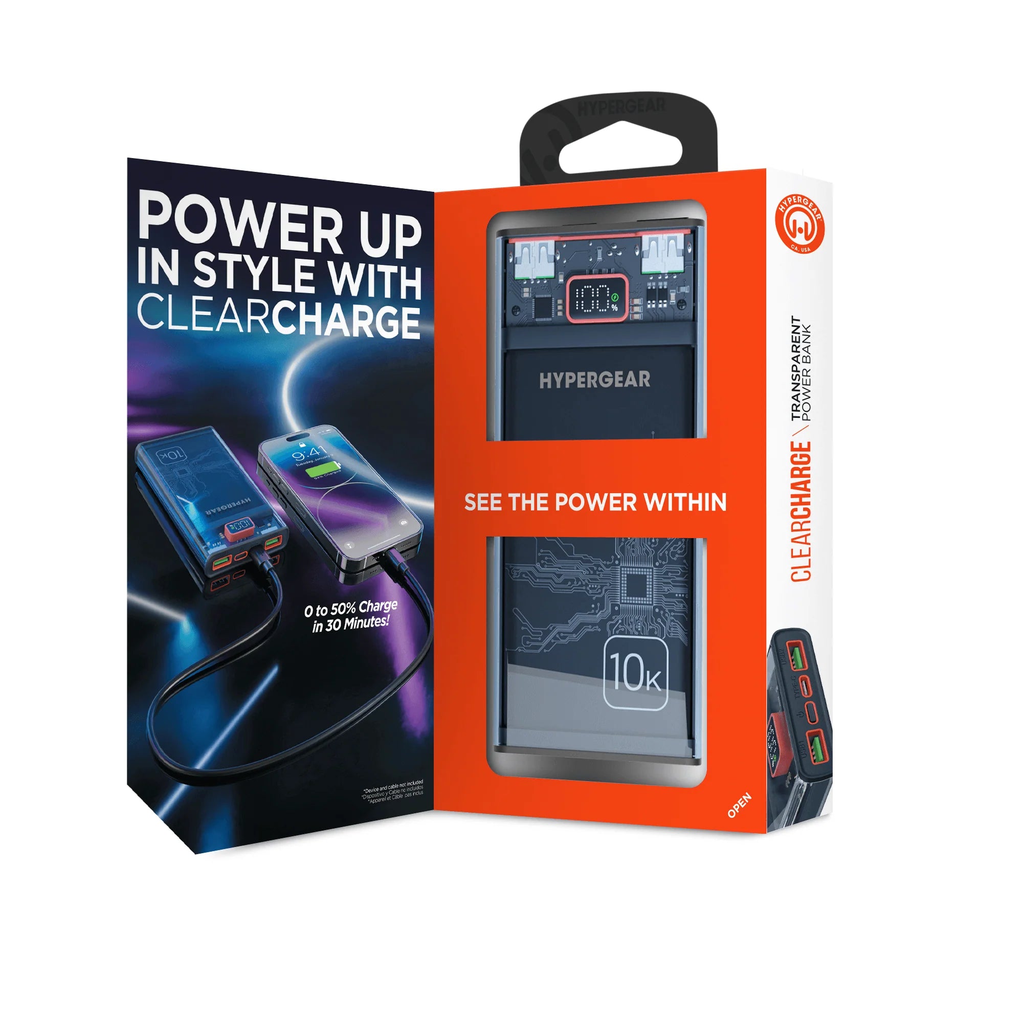 Hypergear Clearcharge 10000Mah Transparent PD Power Bank