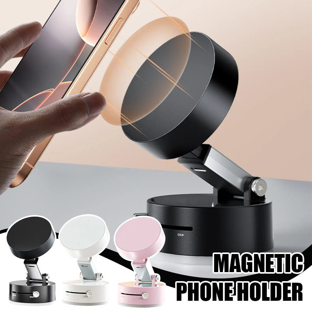 Foldable Magnetic Vacuum Car Phone Holder Foldable Suction Cup with Suction Cup Hands-Free Navigation for Smart Phone
