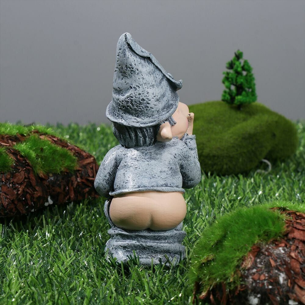 Pooping Naughty Gnome Miniature Statue