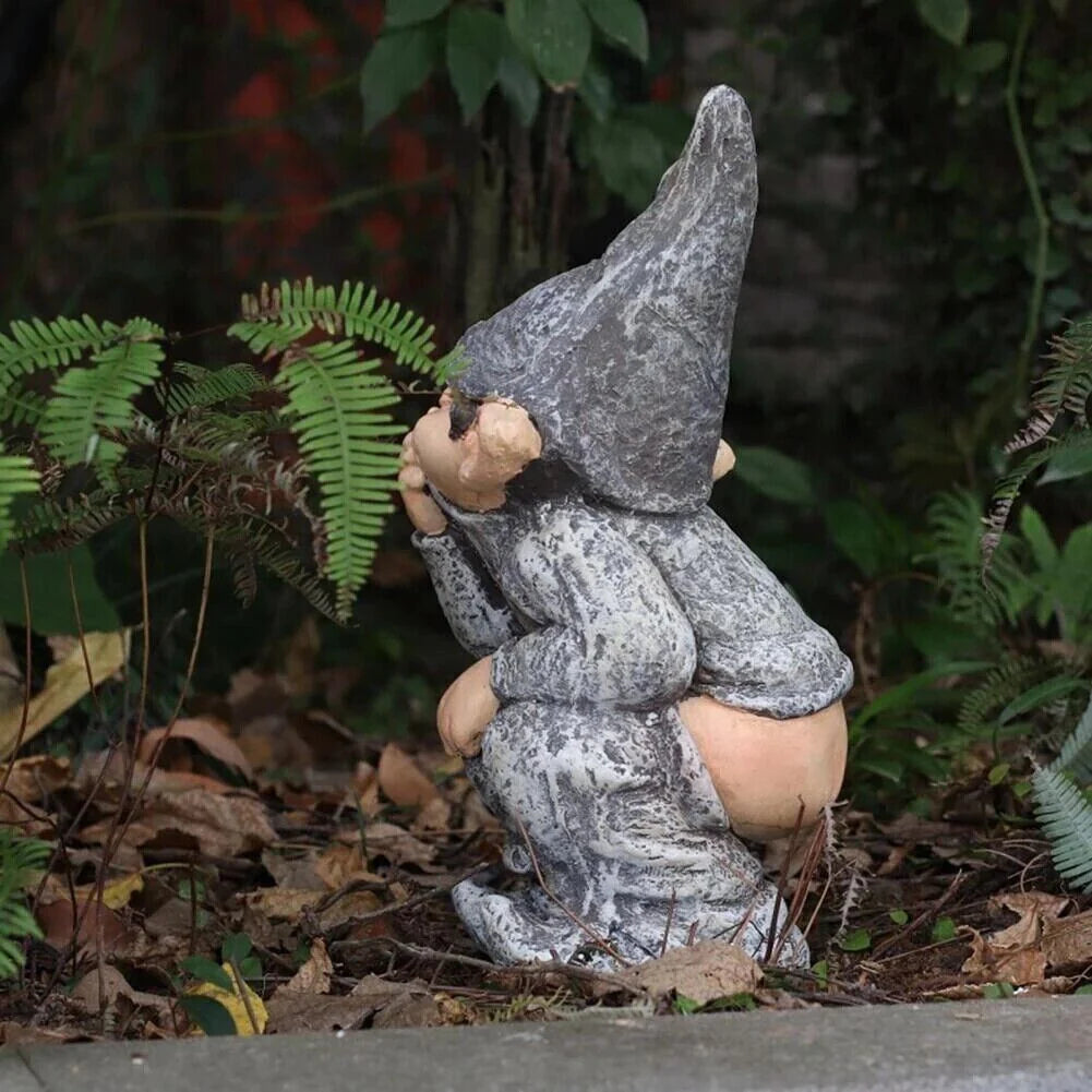 Pooping Naughty Gnome Miniature Statue