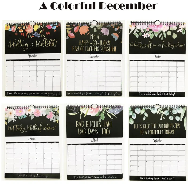 2025 Calendar for Tired-Ass Women Swear Word 12 Month Weekly Daily Wall Planner