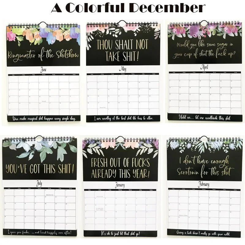 2025 Calendar for Tired-Ass Women Swear Word 12 Month Weekly Daily Wall Planner