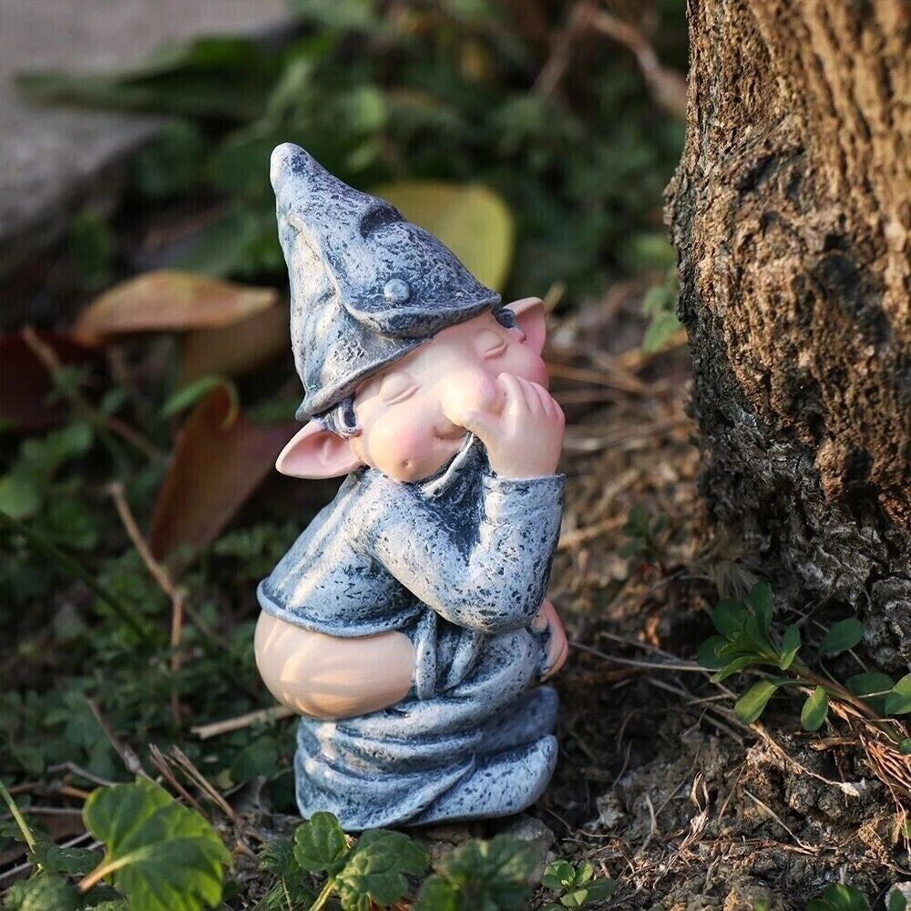 Pooping Naughty Gnome Miniature Statue