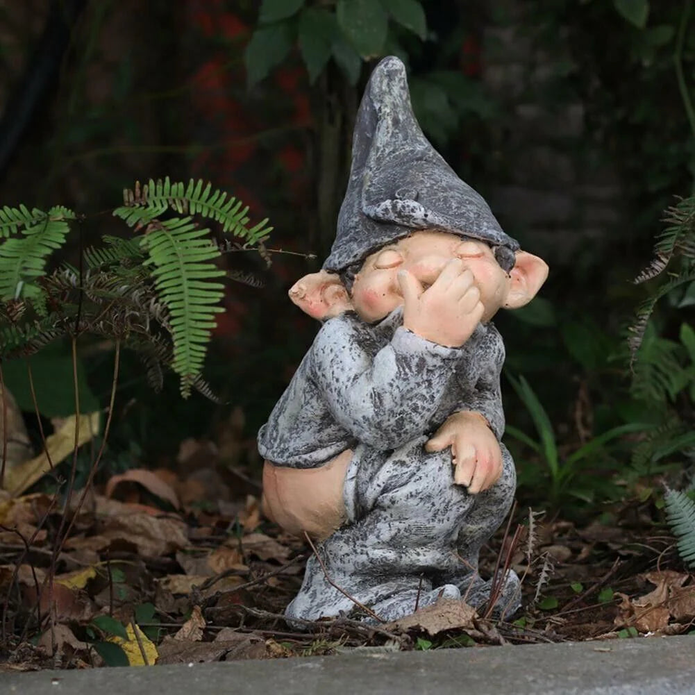 Pooping Naughty Gnome Miniature Statue