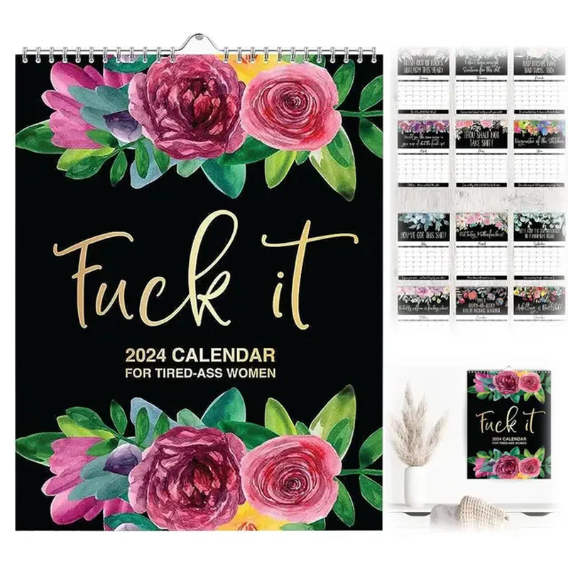 2025 Calendar for Tired-Ass Women Swear Word 12 Month Weekly Daily Wall Planner