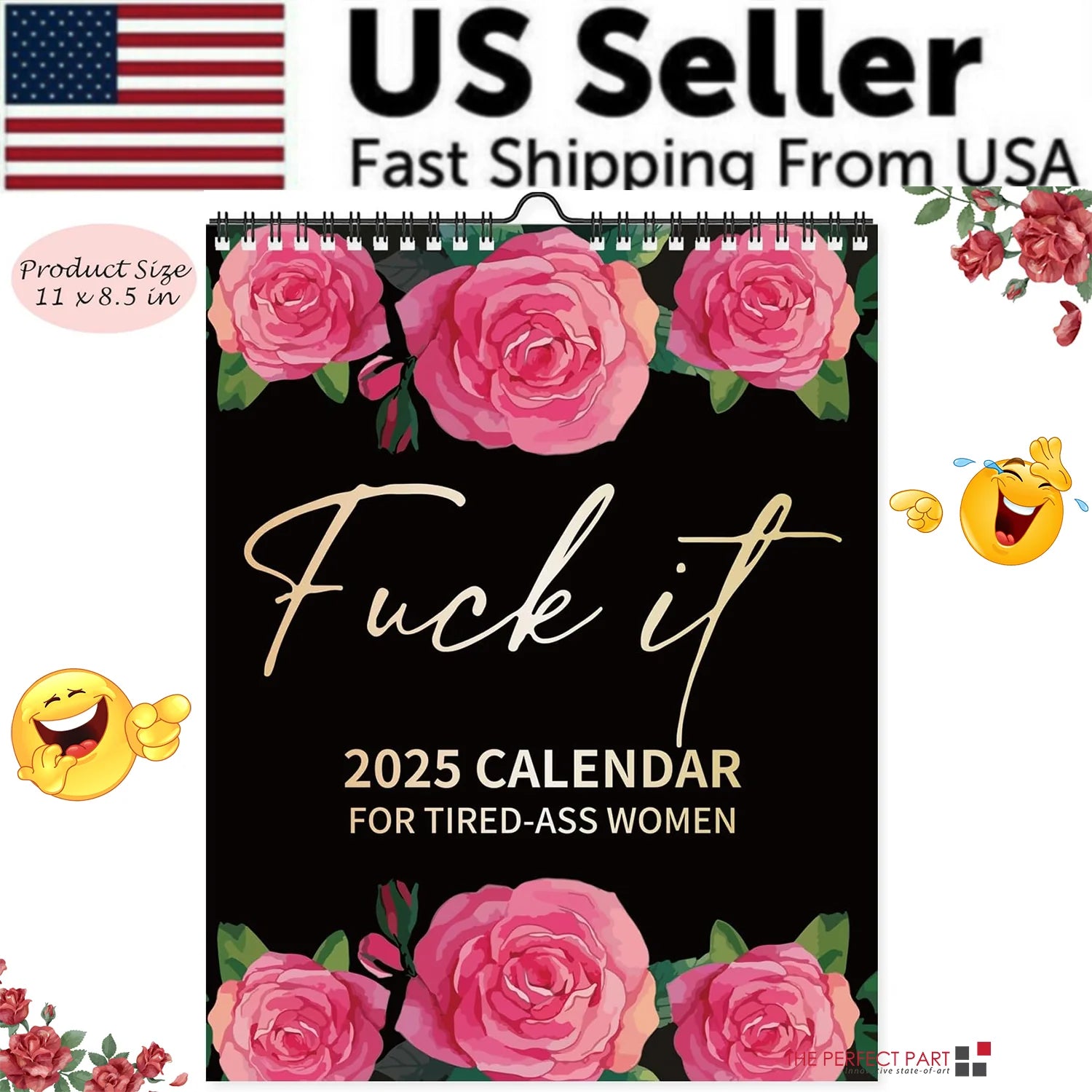 2025 Calendar for Tired-Ass Women Swear Word 12 Month Weekly Daily Wall Planner