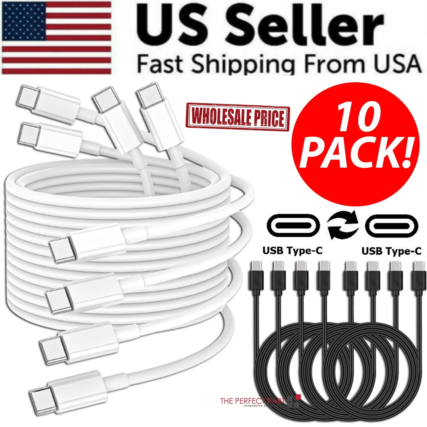 10 PACK for Samsung USB-C to USB-C Fast Charge Cable Charging Cord Type Charger